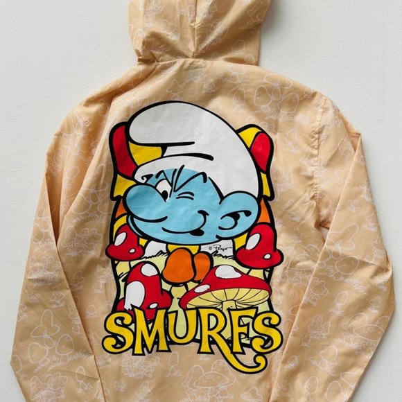 SMURFS Mushrooms Prints Lightweight Windbreaker  Jacket - Picture 1 of 5